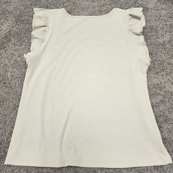 Glam Ribbed Ruffled Sleeves Short Sleeve Top XXL - Picture 2 of 5